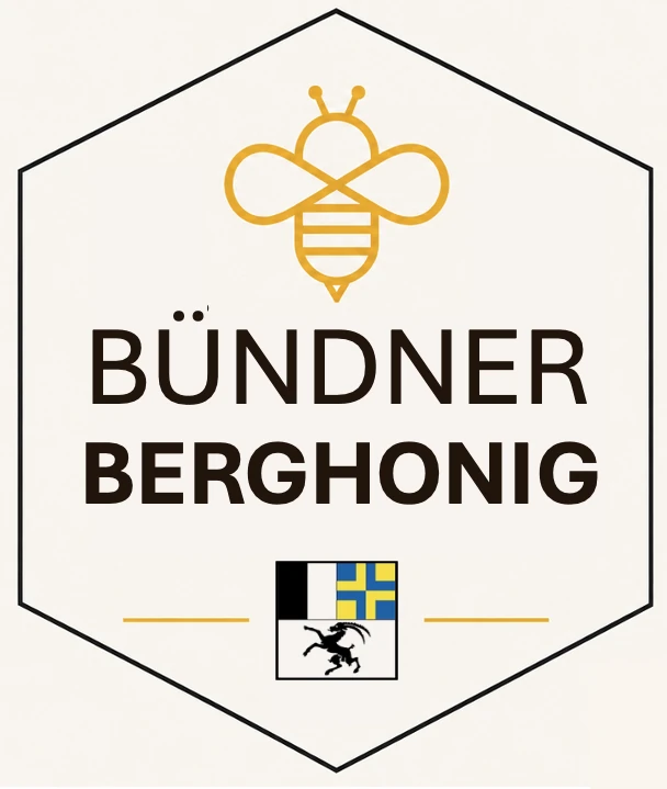 Etikett: Bündner Berghonig mit Bündner Wappen